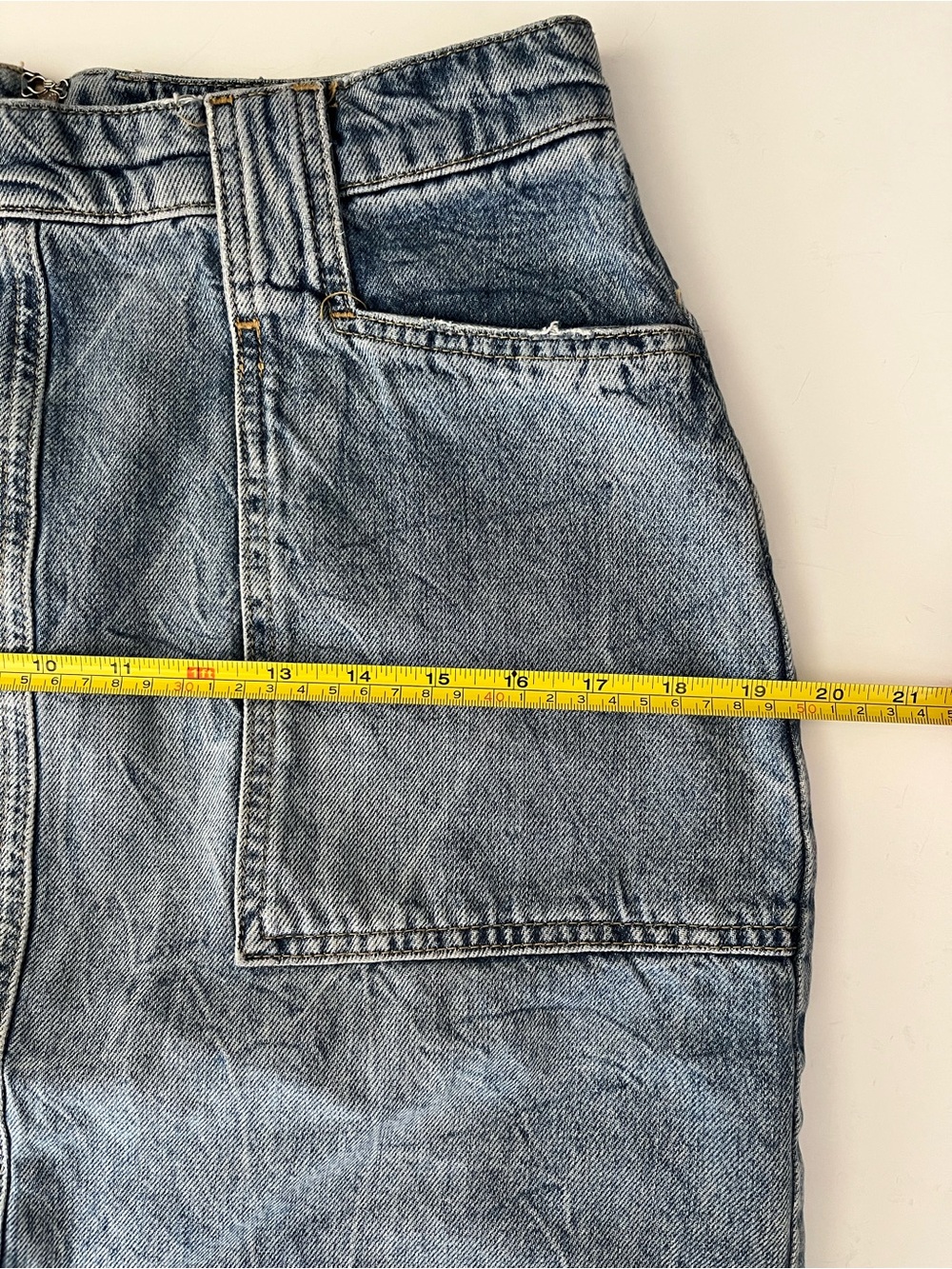 We The Free | Light Blue Distressed Denim Pencil Skirt - Picture 9 of 9